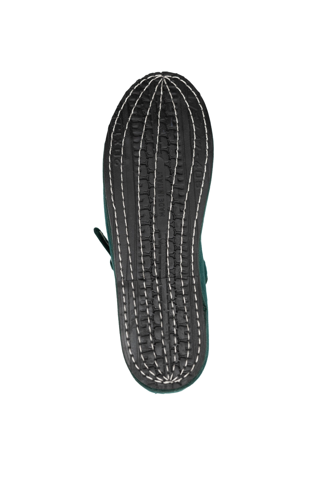 Handcrafted Gondolina Vignole  Mary Jane in dark green velvet, featuring authentic Venetian design, sole detail