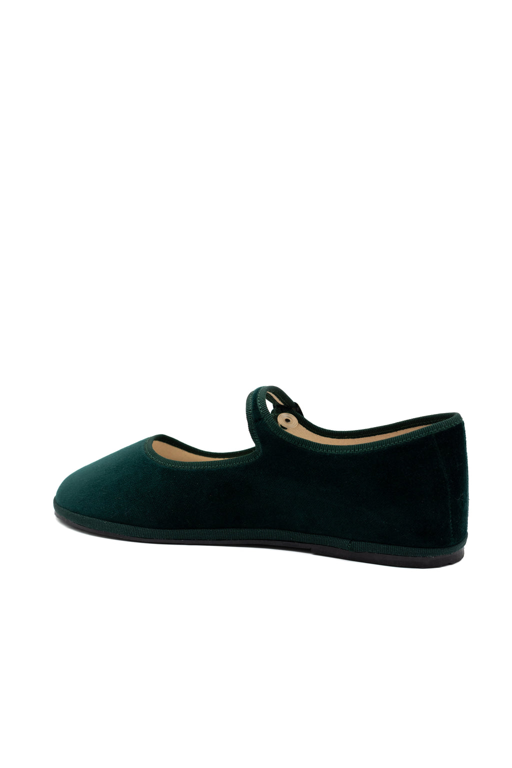 Handcrafted Gondolina Vignole  Mary Jane in dark green velvet, featuring authentic Venetian design, backview