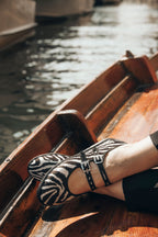 Handcrafted Gondolina Zebra Mary Jane in zebra print velvet, featuring authentic Venetian design, close-up