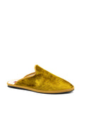 Handcrafted Gondolina Burano Mules in yellow silk velvet, featuring authentic Venetian design, main view