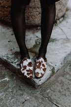 Handcrafted Gondolina Mules with cow print, featuring authentic Venetian design, lifestyle