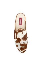 Handcrafted Gondolina Mules with cow print, featuring authentic Venetian design, top view