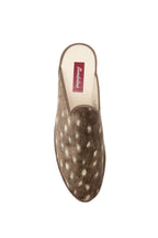 Handcrafted Gondolina Deer Mules with deer print, featuring authentic Venetian design, top view
