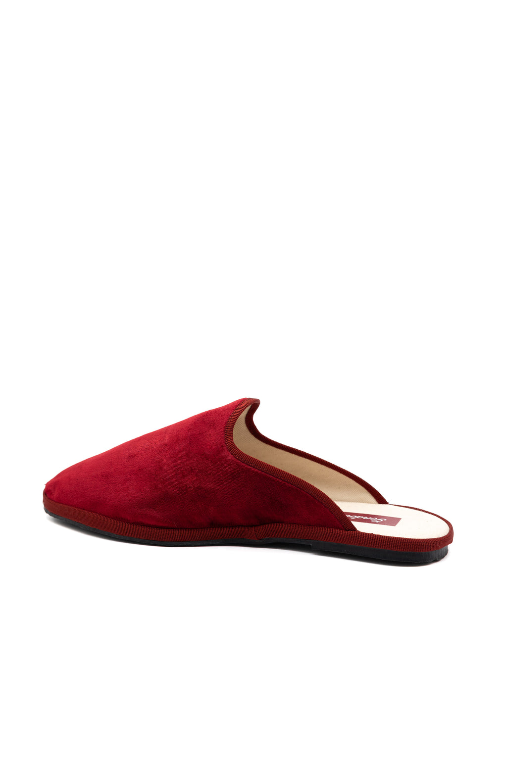 Handcrafted Gondolina San Marco Mules in red silk velvet, featuring authentic Venetian design, back view